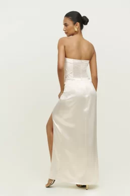 Reformation Barrow Strapless Bridal Silk Maxi Dress Ivory