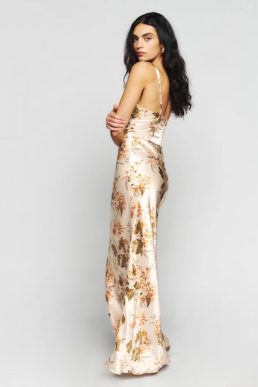 Reformation Esa Silk Dress Bella Ivory Multi