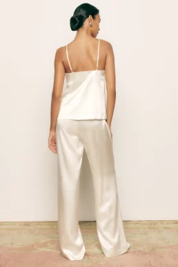 Reformation Madrid Bridal Silk Two Piece Set Ivory