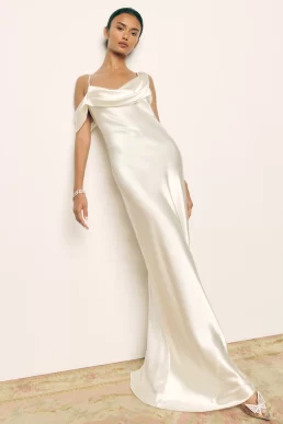Reformation Ronda Silk Bridal Maxi Dress Ivory