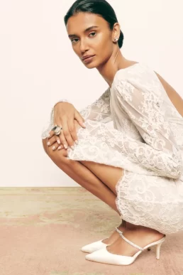 Reformation Valencia Lace Short Bridal Dress Ivory