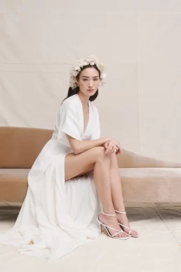 Reformation Winslow Wrap Style Maxi Bridal Dress Ivory