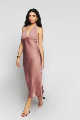 Reformation Wyn Silk Maxi Dress Praline Pink