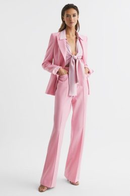 Reiss Blair Single Breasted Wool Blend Blazer Pink Blush