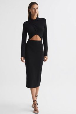 Reiss Ellen Cut Out Dress Black