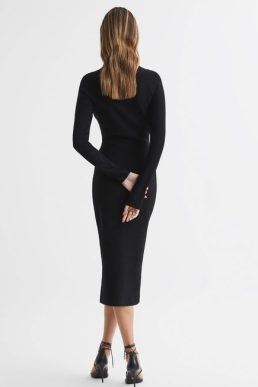 Reiss Ellen Cut Out Dress Black
