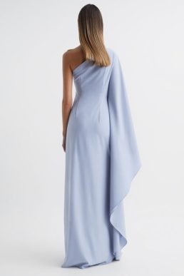 Reiss Halston Ariella Cold Shoulder Side Slip Maxi Gown Lilac Light Grey