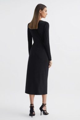 Reiss Halston Tenaya Halston Crystal Jersey Midi Dress Black