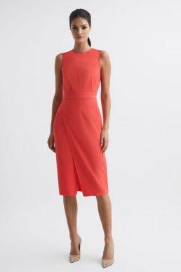 Reiss LAYLA Sleeveless Bodycon Dress Coral