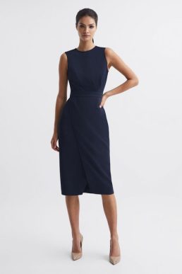 Reiss LAYLA Sleeveless Bodycon Dress Navy
