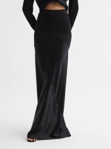 s Nellie Satin Jersey Blend Maxi Skirt, Black SALE