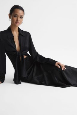 s Nellie Satin Jersey Blend Maxi Skirt Black SALE