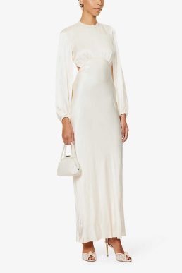 Shona La Lune open-back satin maxi Bridal dress Cream
