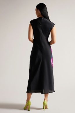 Ted Baker Serepha Fitted Knit Bodice Dress With Ruffle Skirt Black