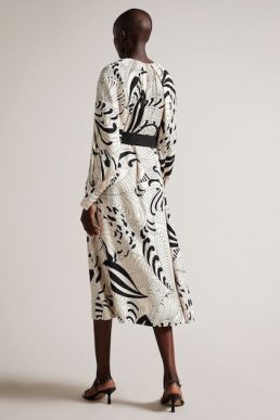 Ted Baker Emmieeh Drape Detail Midi Dress Black White
