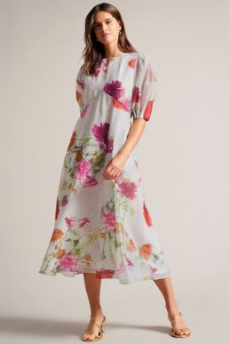 Ted Baker Dorathi Ruffle Detail Maxi Dress Green Multi