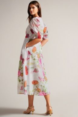 Ted Baker Dorathi Ruffle Detail Maxi Dress Green Multi