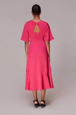 Whistles Alana Satin Cut Out Dress Pink