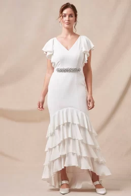 Whistles Ellery Frill Maxi Bridal Dress Ivory