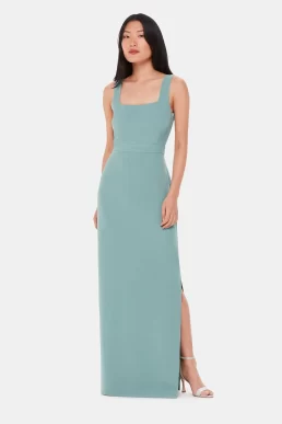 Whistles Mila Square Neck Maxi Dress Sage Green