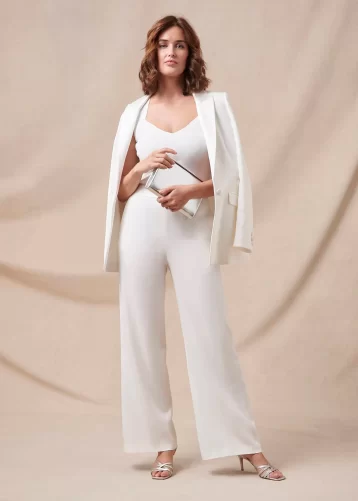 Phase Eight Beatriz Satin Wide Leg Bridal Trousers, Ivory