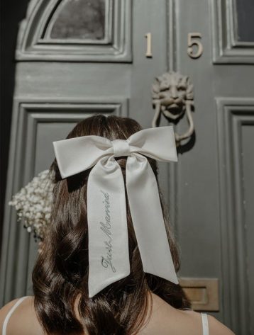 Gigi & Olive Classic Silk Bow, Ivory - Image 2