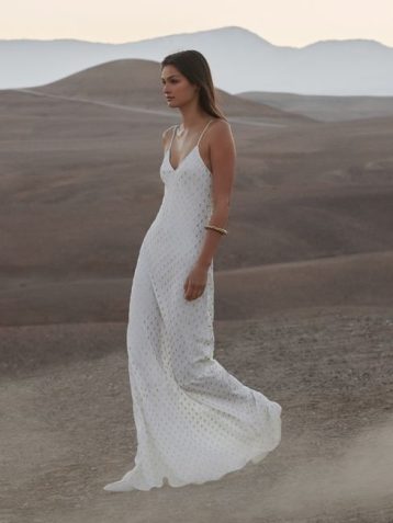 Reiss Louisa Metallic Maxi Dress, White/Gold