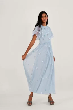 Monsoon Catherine embellished shorter length maxi dress Blue