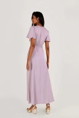 Monsoon Ivy satin maxi shorter length bridesmaid dress mink