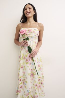 Nobody's Child Floral Bridesmaid Rue Midaxi Dress White Pink