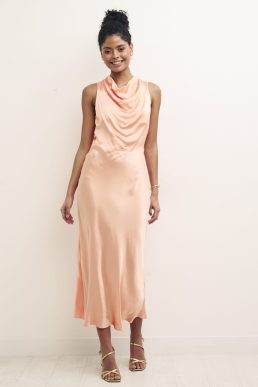 Nobody's Child Peach Satin Frances Midaxi Bridesmaid Dress