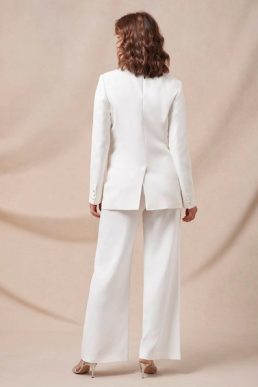 Phase Eight Beatriz Satin Wide Leg Bridal Trousers Ivory