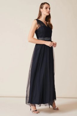 Phase Eight Romy Tulle Maxi Dress Navy Blue