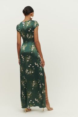 Reformation Birch Silk Maxi Dress Green Multi