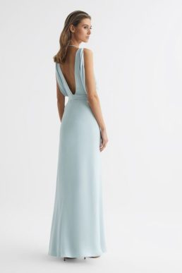 Reiss Ida Cowl Neck Bridesmaid Dress Green