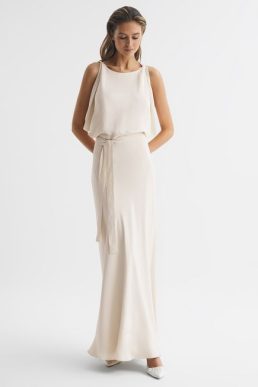 Reiss Ida Cowl Neck Bridesmaid Dress Ivory