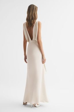 Reiss Ida Cowl Neck Bridesmaid Dress Ivory