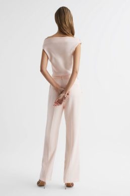 Reiss Maple Off-The-Shoulder Jumpsuit Nude Blush