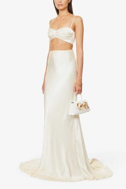 Shona Joy La Lune cropped satin top Cream