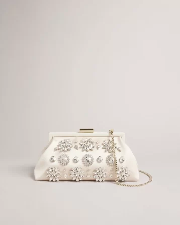 Ted Baker Crysta Crystal Embellished Clutch Ecru
