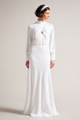 Ted Baker Mayrose Draped Sequin Embellished Maxi Dress White