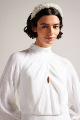 Ted Baker Mayrose Draped Sequin Embellished Maxi Dress White