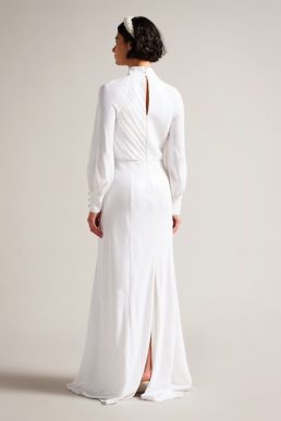 Ted Baker Mayrose Draped Sequin Embellished Maxi Dress White