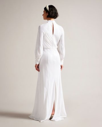 Ted Baker Mayrose Draped Sequin Embellished Maxi Dress White