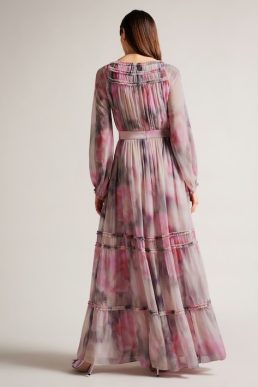Ted Baker Miray Ruffle Detail Kaftan Pink Blush Multi