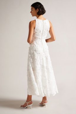 Ted Baker Ullaa Sleeveless Midaxi Dress With Rose Texture White