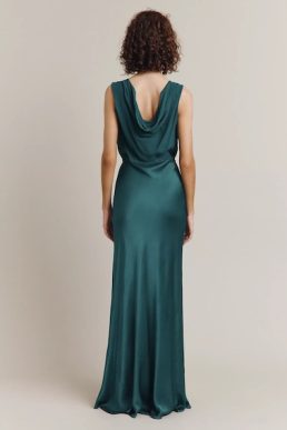 Ghost Beau Satin Maxi Dress, Emerald Green