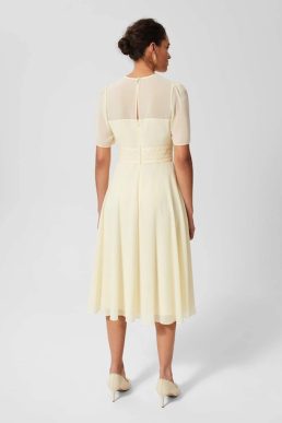 Hobbs Credissa Fit And Flare Dress Pale Yellow