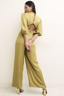 Nobody's Child Green Puff Sleeve Melita Jumpsuit