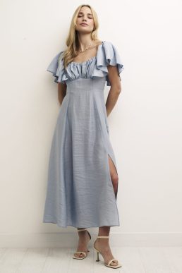 Nobody's Child Blue Green Dove Midi Dress TENCEL™ LYOCELL